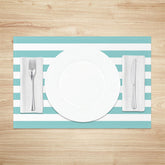 Aperturee - Modern Tiffany Blue White Stripe Set Of 4 Placemats